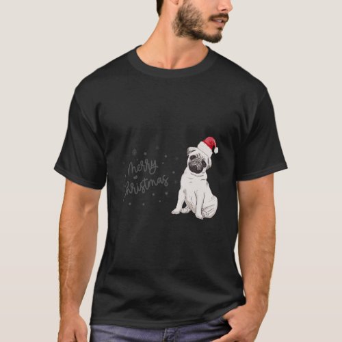 Christmas Pug Santa Hat Dog Owner Mom Funny Women  T_Shirt