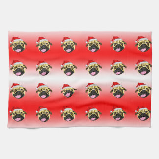 Christmas Pug Tea Towel