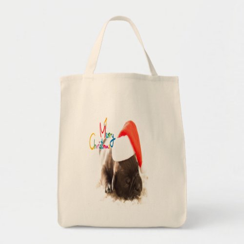 Christmas pug tote bag