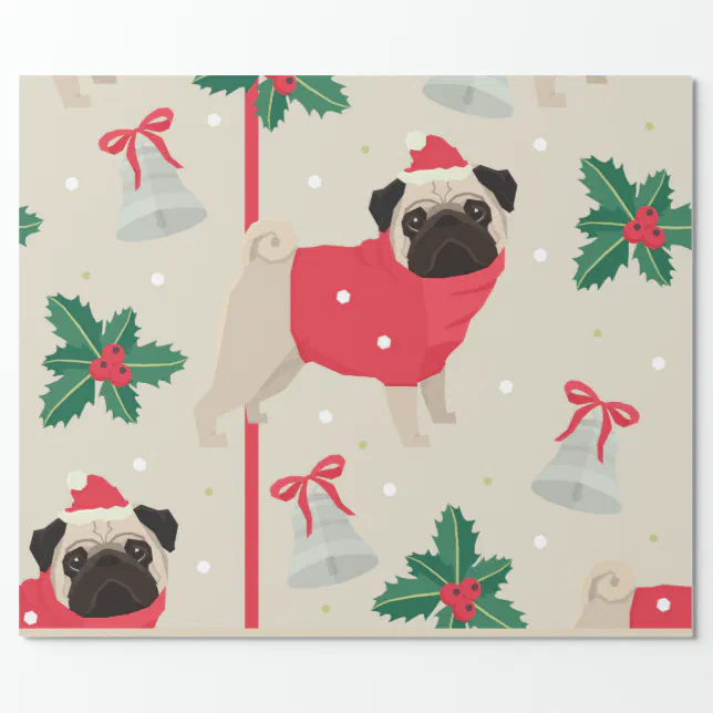 Pug Christmas Wrapping Paper 