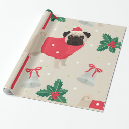 Christmas Pug Wrapping Paper | Zazzle