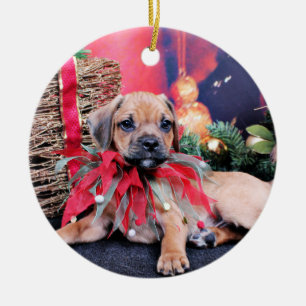 Christmas - Puggle - Gus Ceramic Ornament