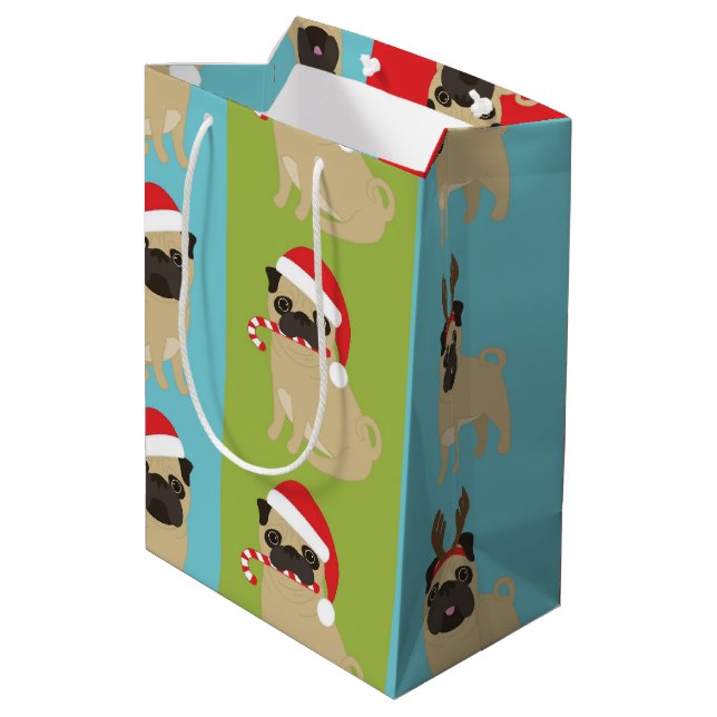 Christmas Pugs 2016 (1) Medium Gift Bag (Back Angled)
