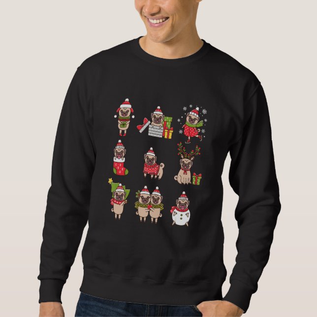Christmas Pugs Cute Pug  Christmas Sweatshirt (Front)