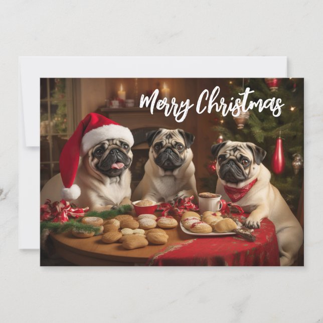 Christmas Pugs Holiday Card (Front)