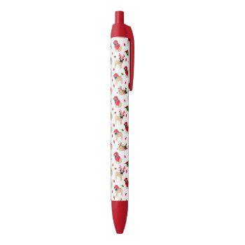 Christmas Pugs White Black Ink Pen by prettypicture at Zazzle