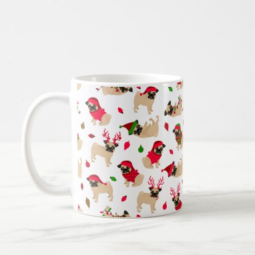 Christmas Pugs White Coffee Mug