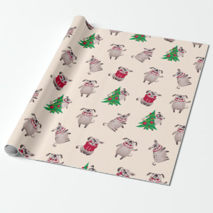 Christmas Pugs Wrapping Paper