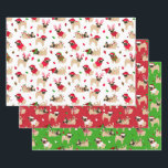 Christmas Pugs Wrapping Paper Sheets<br><div class="desc">Cute Christmas pug dogs in festive holiday outfits. Santa hats,  antlers,  sweaters,  ornaments and candy canes wrapping paper sheets.</div>