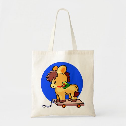 Christmas Pull_toy Horse Tote Bag
