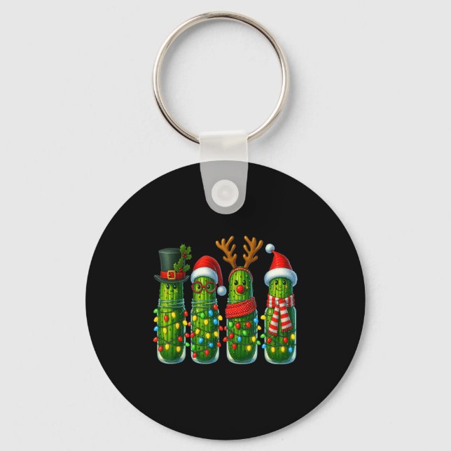 Christmas Pun Ckle Lights Funny Vegetable Holiday  Keychain (Front)