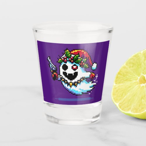Christmas Punk Ghost _ Edgy Pixel Art Shot Glass
