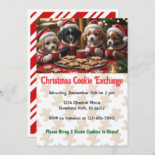 Christmas Puppies Personalized Cookie Exchange Invitation