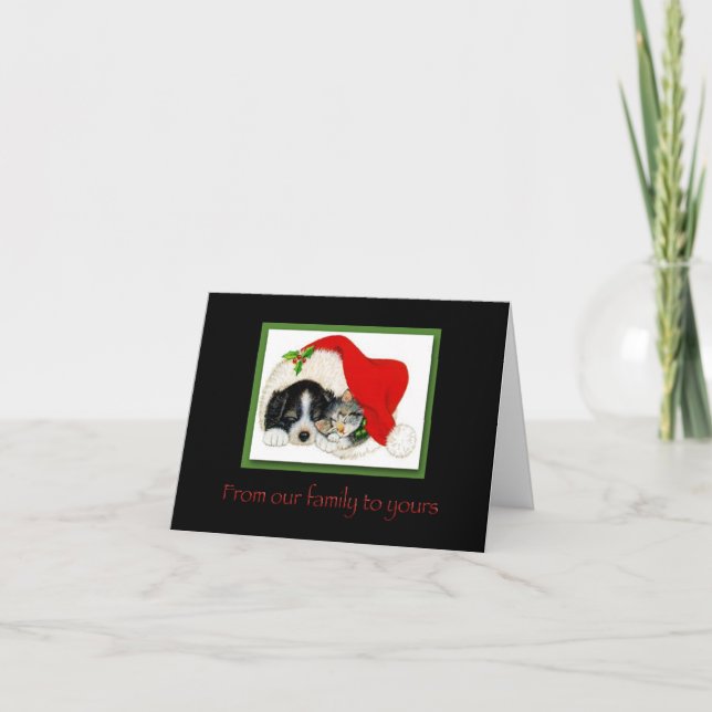 Christmas Puppy and Kitten Card (Front)