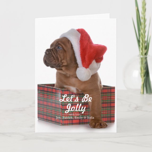 Christmas Puppy As Santa Holiday Card (Front)