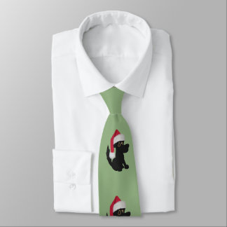 Christmas Puppy Dog Green Neck Tie