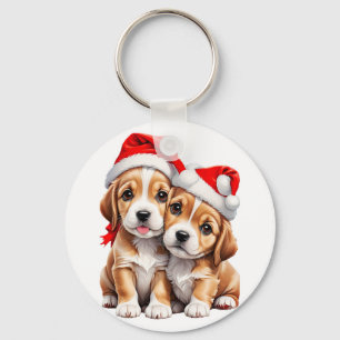 Christmas Puppy Dogs Keychain