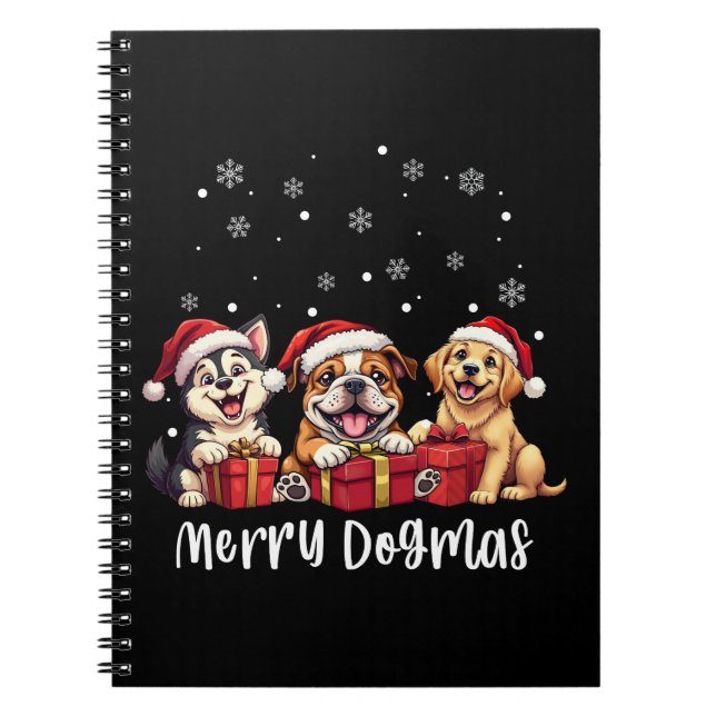 Christmas Puppy Dogs Merry Dogmas Notebook (Front)