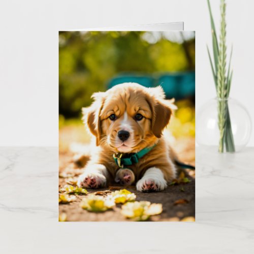 Christmas Puppy Foil Holiday Card