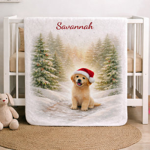 Christmas Puppy Forest Trail Baby Blanket