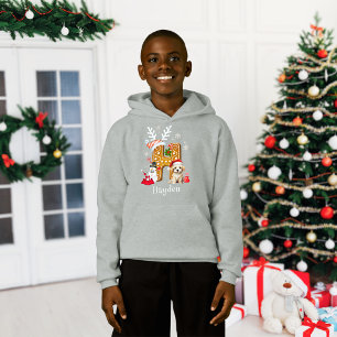 Christmas Puppy Gingerbread Name Letter H Boy Hoodie