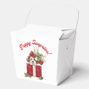 Christmas Puppy in Gift Box Holiday Surprise