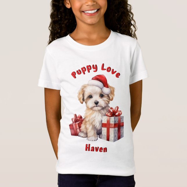 Christmas Puppy Love Presents T-shirt (Front)