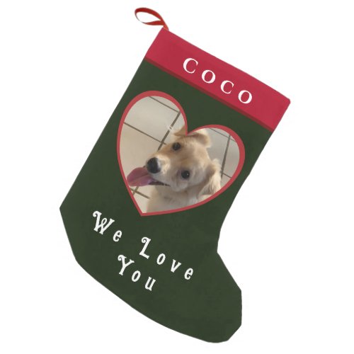  Christmas Puppy Pet Photo Heart Personalize  Small Christmas Stocking