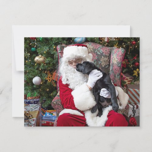 Christmas Puppy Santa Claus Black Labrador Holiday Card