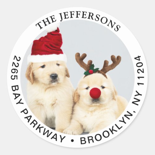 Christmas Puppy Santa Hat Return Address Label