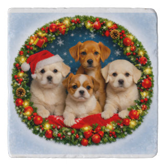 Christmas Puppy Trivet