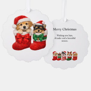 Christmas Puppy Winter Knit Ornament Card