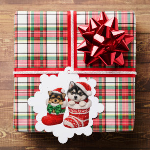 Christmas Puppy Winter Knit Ornament Card