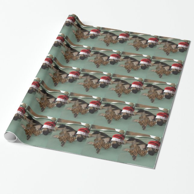 Christmas Puppy Wrapping Paper (Unrolled)