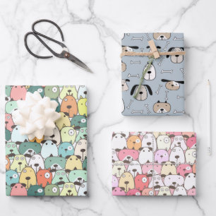 Christmas Pups Dogs Wrapping Paper Sheets