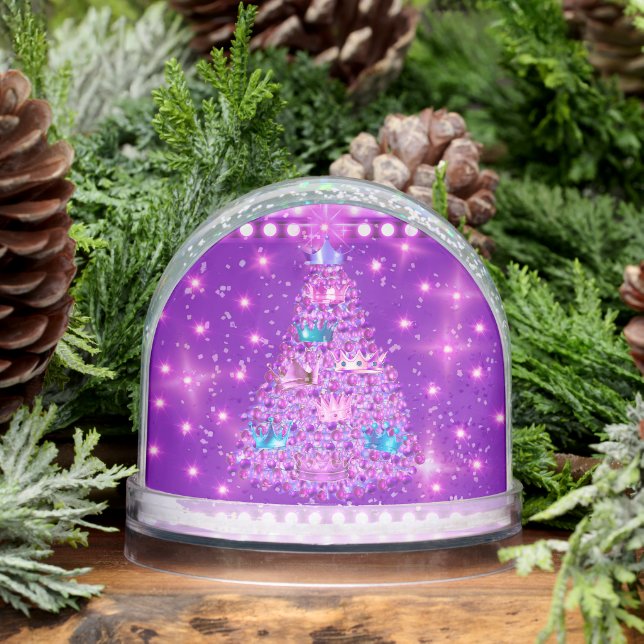 Christmas Purple Crown Tree Snow Globe (Winter)
