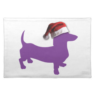 Christmas Purple Dachshund Cloth Placemat