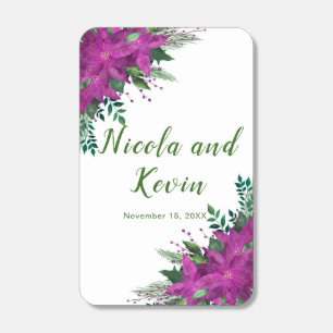 Christmas Purple Poinsettia Flowers Wedding Matchboxes