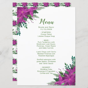 Christmas purple Poinsettia Flowers Wedding Menu