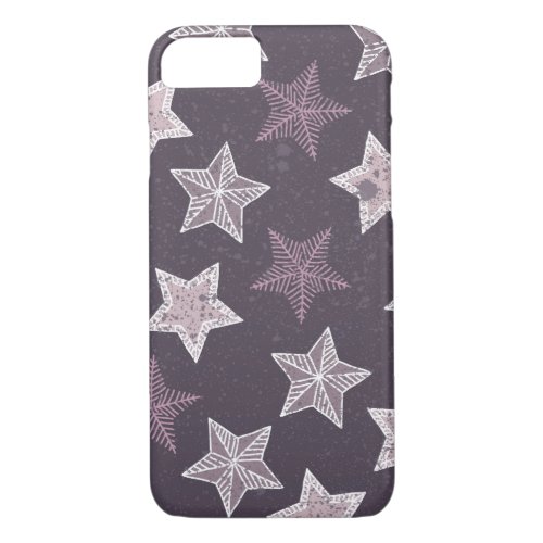 Christmas purple snowflake stars pattern iPhone 87 case