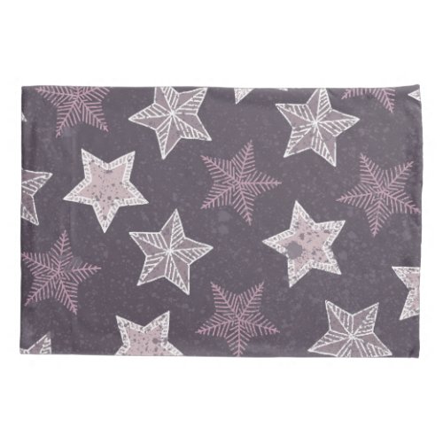 Christmas purple snowflake stars pattern pillow case