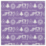 Christmas Purple/White Holiday Iconic Pattern Fabric
