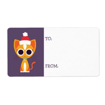 Christmas Purrl The Cat Label by peekaboobarn at Zazzle