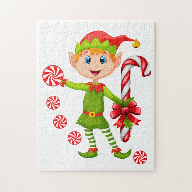 Christmas Puzzle Elf Peppermint (Vertical)