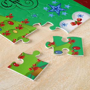 Christmas puzzle gift box for children dark green