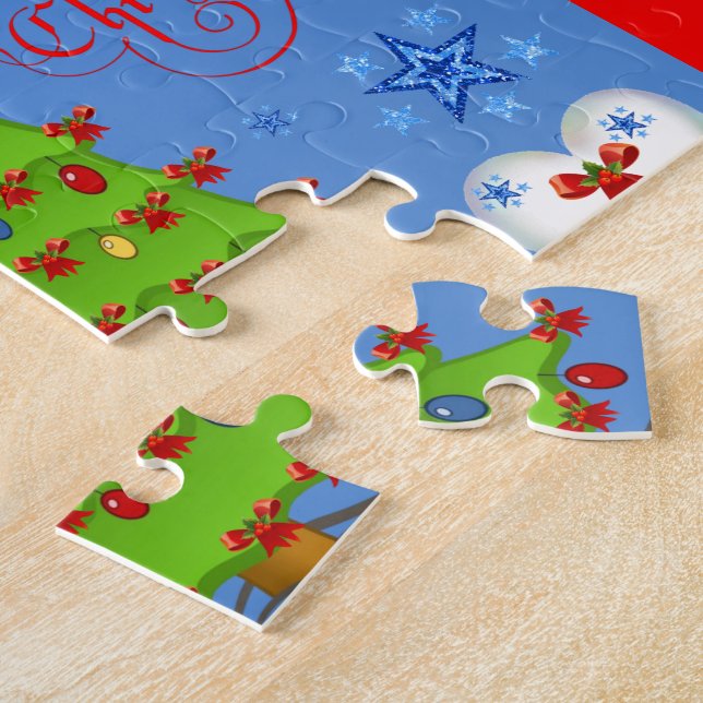 Christmas puzzle gift box for children light blue (Side)