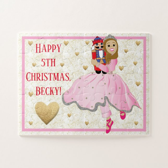 Christmas Puzzle Pink Ballerina Lt Brwn Hair (Horizontal)