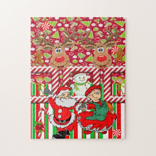 Christmas Puzzle Reindeer Santa Elf Snowman