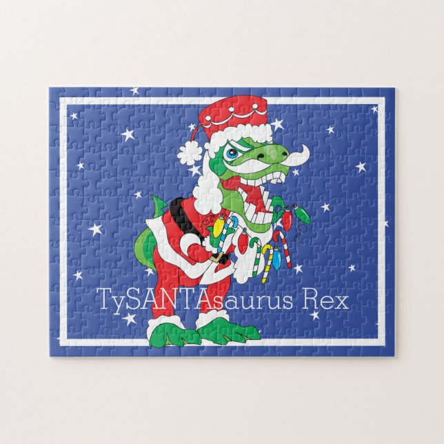 Christmas Puzzle TySANTAsaurus Rex Personalize (Horizontal)