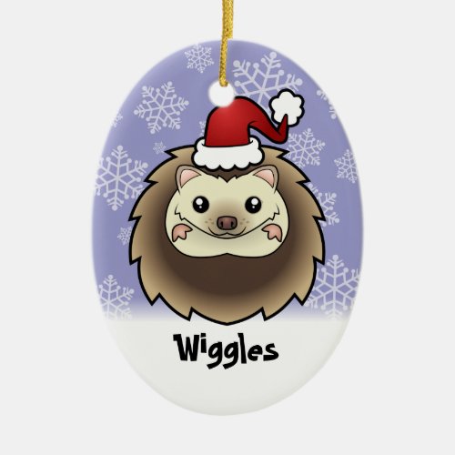 Christmas Pygmy Hedgehog add your pets name Ceramic Ornament